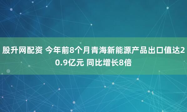股升网配资 今年前8个月青海新能源产品出口值达20.9亿元 同比增长8倍